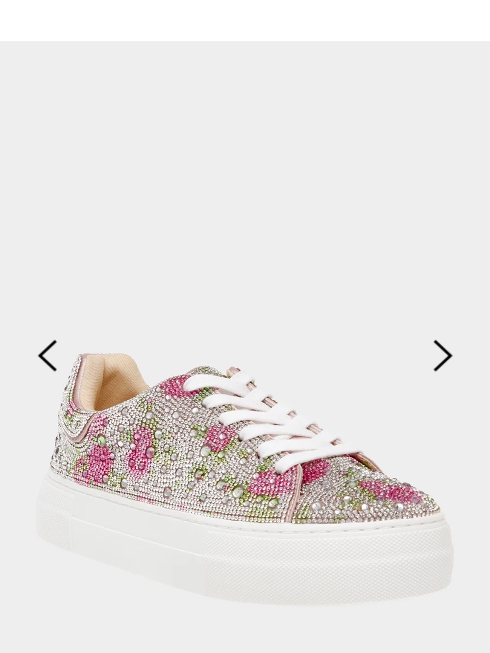 Betsey Johnson Sidny Floral Rhinestone Embellished Platform Sneakers 9.5